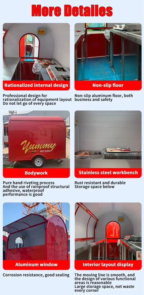 Commercial Multi-Functional Food Trailer Truck for Sale - Convertible BBQ Coffee Ice Cream Setup Galvanized Steel