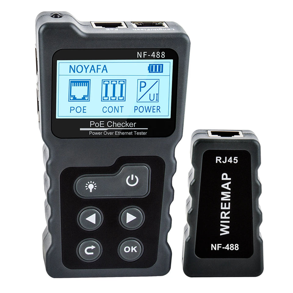 NOYAFA NF-488 Network Cable Tester PoE Switch Online Test PoE Voltage Polarity Cable Tracker Loop Test Tool with LCD Display