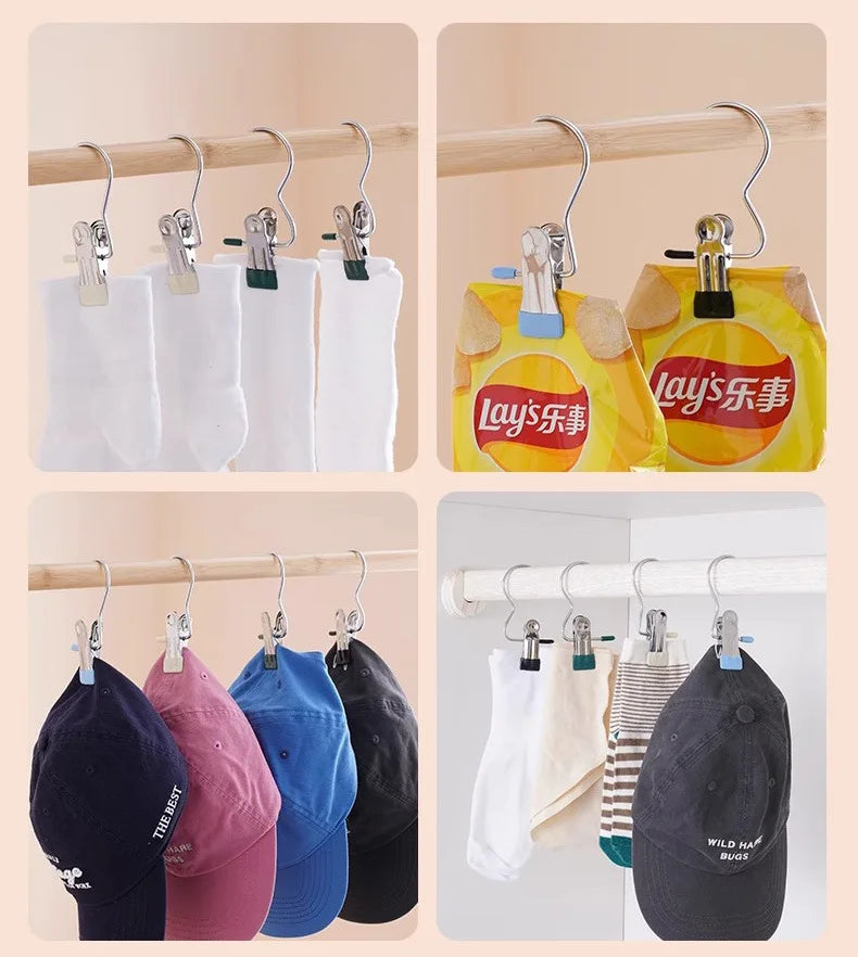 Hangers Clips Stainless Steel Laundry Hooks Hanging Clothes Pins Clip Hangers Boot Shoes Clothes Pins