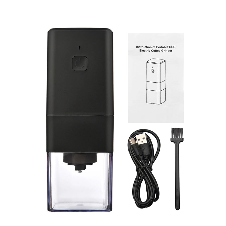 Portable Mini Electric Burr Coffee Grinder with Adjustable Coarse Fine Grinding Removable Chamber for Home Travel Office Coffee