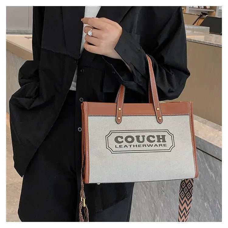 Canvas handbags women's 2023 new fashion all-match tote bag style large capacity shoulder messenger bag for woman