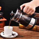 Stainless Steel Glass French Press Tea Coffee Maker 350ml 12oz 1-2 Cups