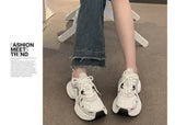 Women's New Chunky Sneakers Women Autumn Breathable Mesh Casual Shoes Sneakers Tennis Female Platform Lace Up Vulcanized Shoes