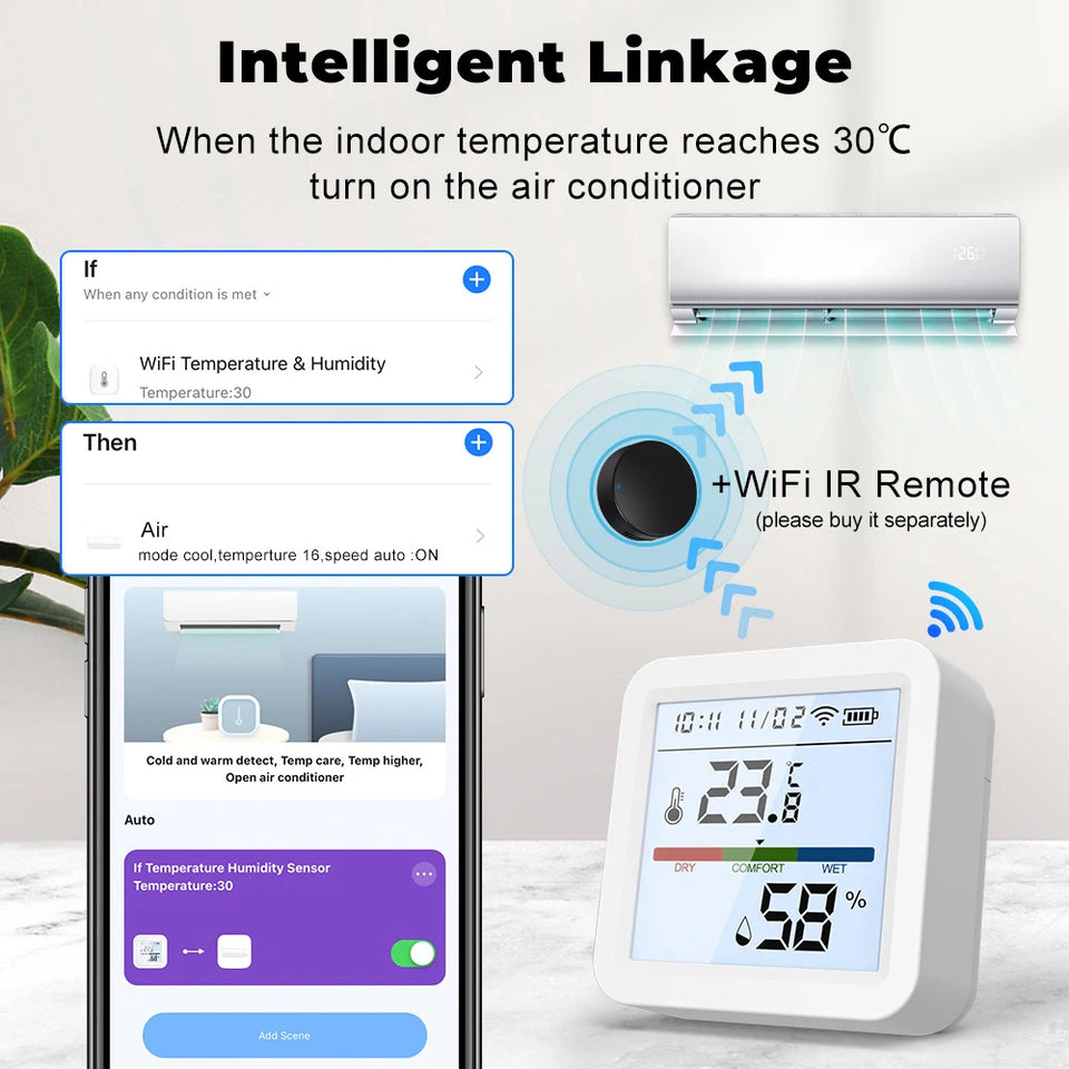 Tuya Zigbee 3.0 WiFi Temperature Humidity Sensor Smart Thermometer Hygrometer APP Remote Control Work with Yandex Alexa