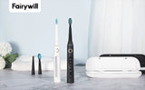Fairywill Sonic Electric Toothbrush FW-D7 set USB Charge Toothbrushes case for Adult with tooth brush Heads 5 Mode Smart Time
