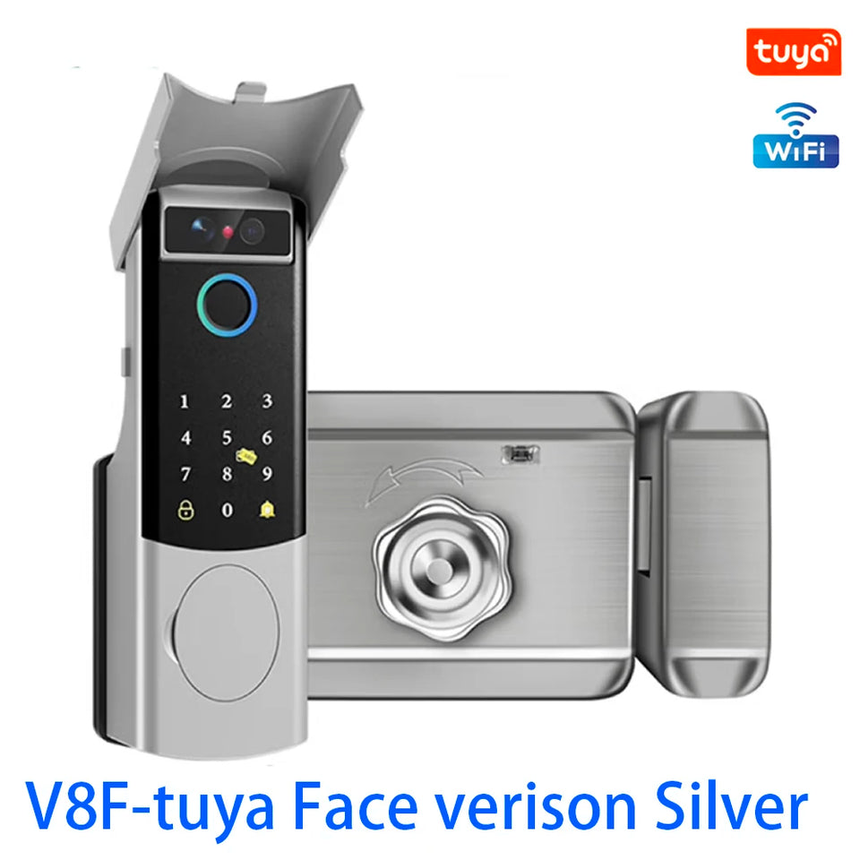 Outdoor Waterproof Smart Tuya Wifi Lock 3D Face Recognition Digital Code Keyless App Fingerprint Lock With Rechargeable Battery