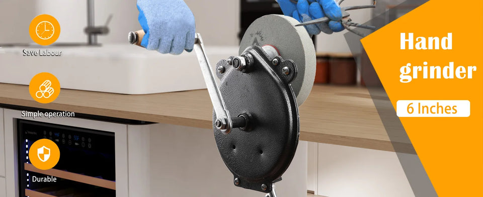 Hand Cranked Desktop Grinding Wheel Grinder Old-Fashioned Sharpening Machine Polishing Sharpener Cutting Tool for Kitchenware