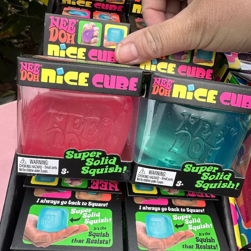 2026 NeeDOH Nice Cube Super Squeeze Sensory Fidget Toy Translucent Red Stress Relief Squishy Cube for Kids Adults Anxiety Relief