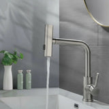 360° rotating, 3-mode waterfall pull-out kitchen faucet, suitable for kitchen sinks, made of stainless steel.