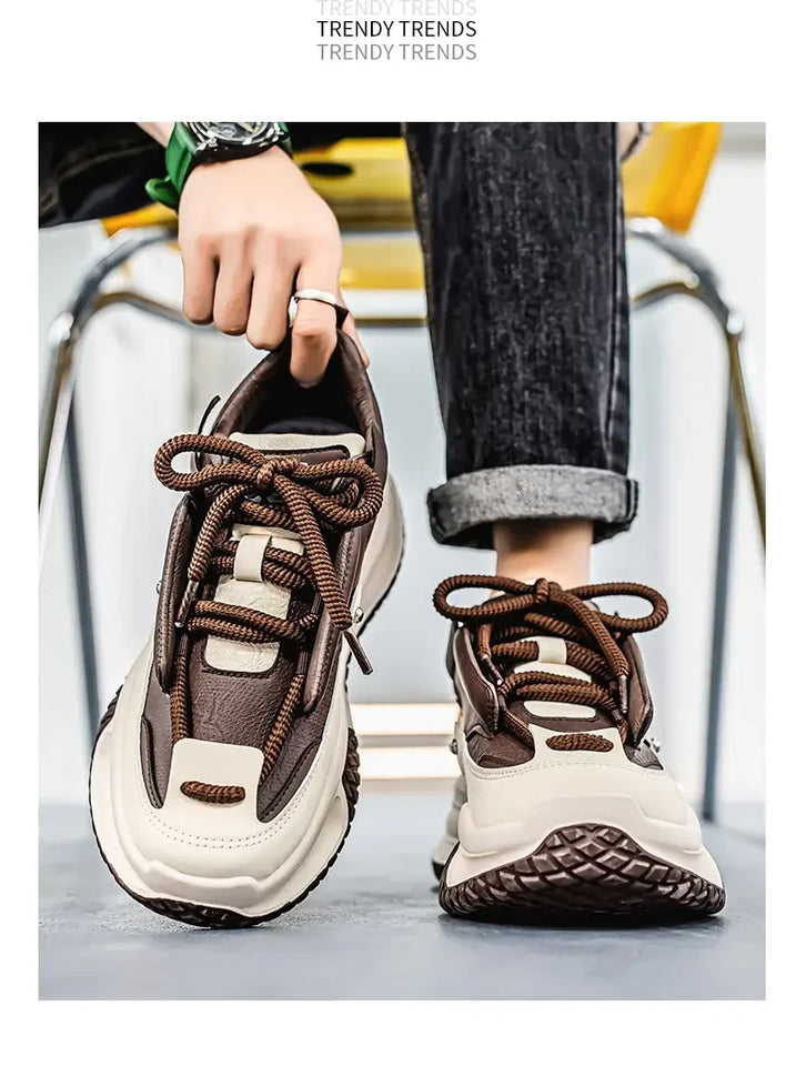 Chunky Sneaker Plus Size 45 46 47 48 Men Designer Sport Shoes Fashion Casual Leather Fabric Height Increased Flat Platform Shoes