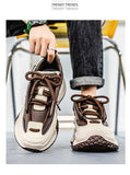 Chunky Sneaker Plus Size 45 46 47 48 Men Designer Sport Shoes Fashion Casual Leather Fabric Height Increased Flat Platform Shoes