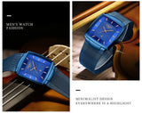 NIBOSI Mens Watches Top Brand Luxury Square Quartz Watch Men Slim Mesh Waterproof Sport Wristwatch Date Luminous Reloj Hombre