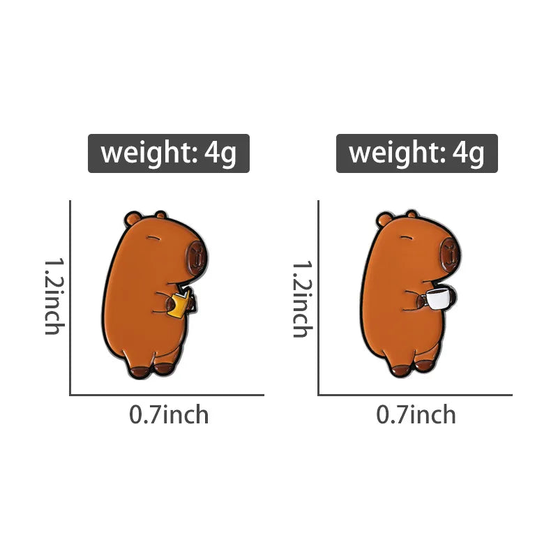 Cute Cartoon Funny Capybara Animal Enamel Pins Creative Animal Coffee Book Capybara Brooches Lapel Badge Jewelry Gift for Friend