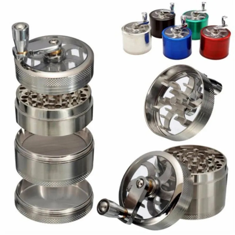 40mm Metal Grinder and Crusher: 4-Layer Hand Crank with Metal Handle - Suitable for Grinding Herbs, Spices, Cinnamon, Ginger