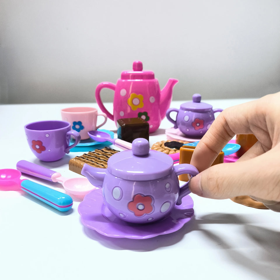 Tea Set For Little Girls, Tea Party Set, Tea Set For Toddlers Including Kettle, Cookies, Kids Play Food, Tea Party Accessories T