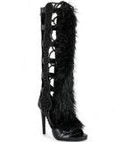 Fur Peep Toe Cross Tied Platform Sandal Boots Sexy Round Toe Thin Heel Zippeer New Arrivals Fashion Women Modern Boors