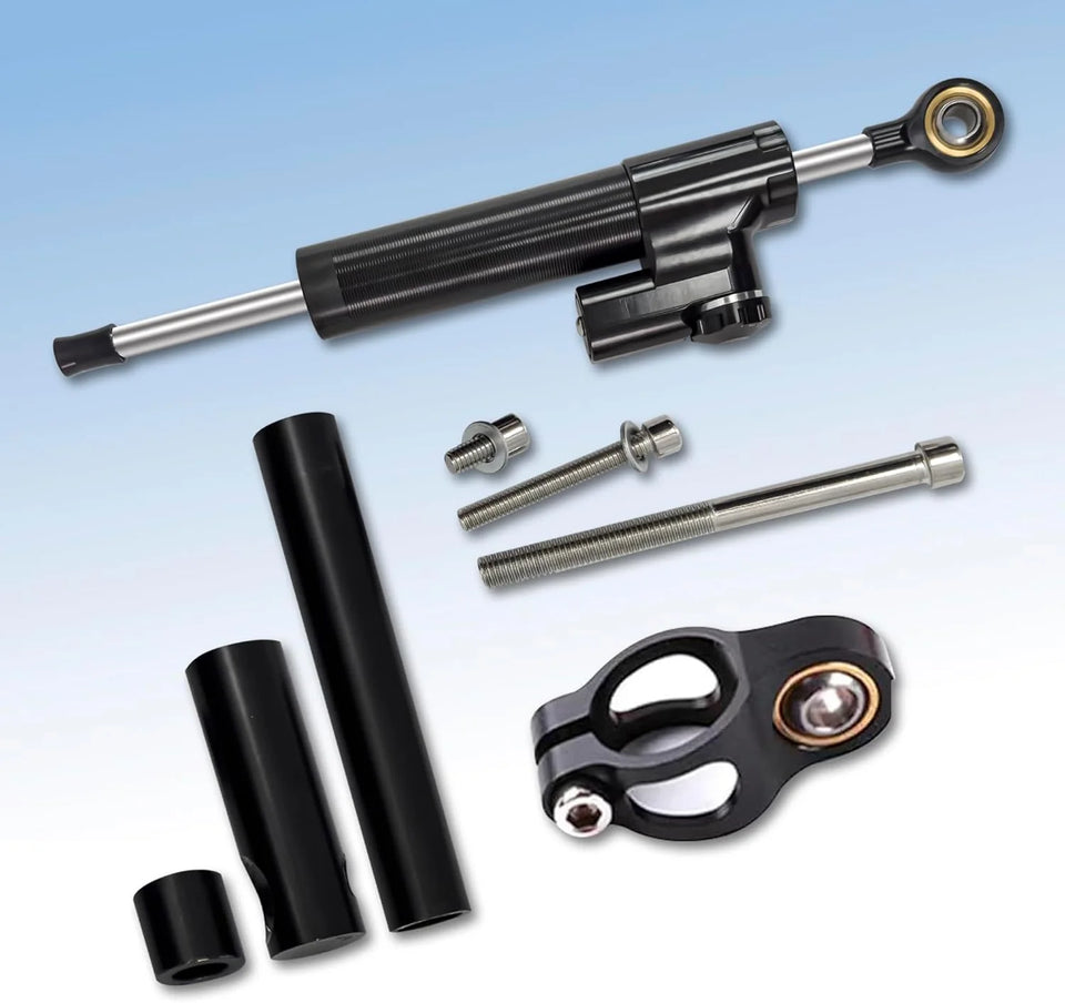 GT08 Electric Scooter Steering Damper Bracket Support Kit, Carbon Fiber Stabilizer Steering Damper Adjustable