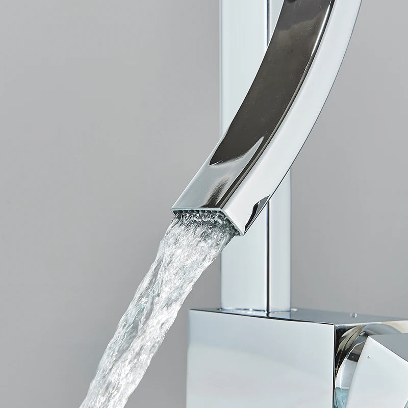 Bathroom Basin Faucet Brass Deck Mounted Mixer Taps Single Handle Single Hole Hot Cold Water Mixers Tap