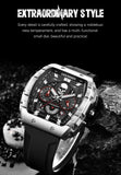 LIGE Brand Mens Watch Skeleton Skull Dial Sports Military Watches Men Fashion Luxury Waterproof Quartz Watch Chronograph Relogio