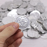 20/50/100pcs Clover Pattern Plastic Coin Fake Treasure Gift Simulation Coin Festival Decor Birthday Toys Kids Party Supplies