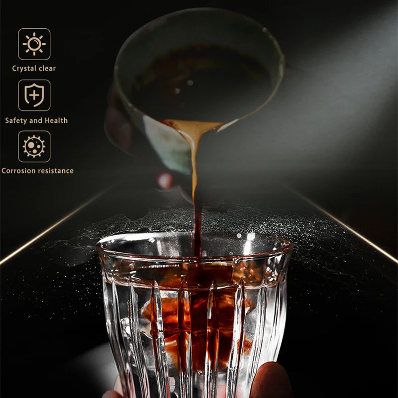 MUVNA Glass Coffee Cup 100ml 160ml 220ml 320ml Espresso Cups Coffee Accessories Anti-Scald Coffee Mugs Glass Transparent Gray