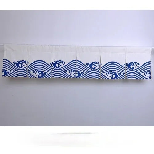 Japanese Style Ocean Wave Horizontal Curtain Sushi Restaurant Noren Curtain Restaurant Kitchen Curtain Bar Home Decoration
