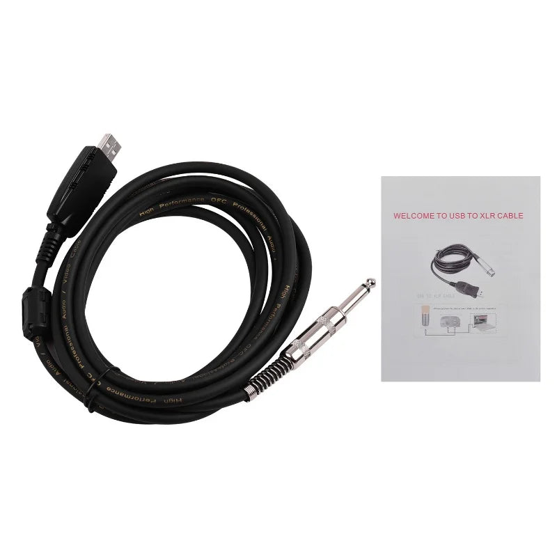 USB Guitar Audio Cable USB Male Interface To 6.35mm (1/4inch) Mono Electric Guitar Connection Cable Professional Guitar To PC
