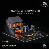 Diorama 1/64 Car Parking Lot with LED Lighting Japanese Commercial Building Model Scene Garage Display Model US