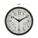 8.75 Inch Antique Bronze Indoor Outdoor Wall Clock with Thermometer Hygrometer Lightweight Durable Quartz Movement Analog Clock