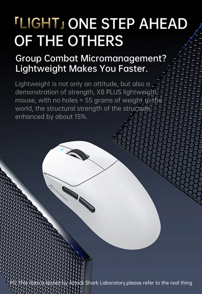 Attack Shark X8 SE Wireless Gaming Mouse | 55g Ultra-Light | 1KHz Wired/Wireless | PAW3311 25K DPI | Tri-Mode | 80M Clicks