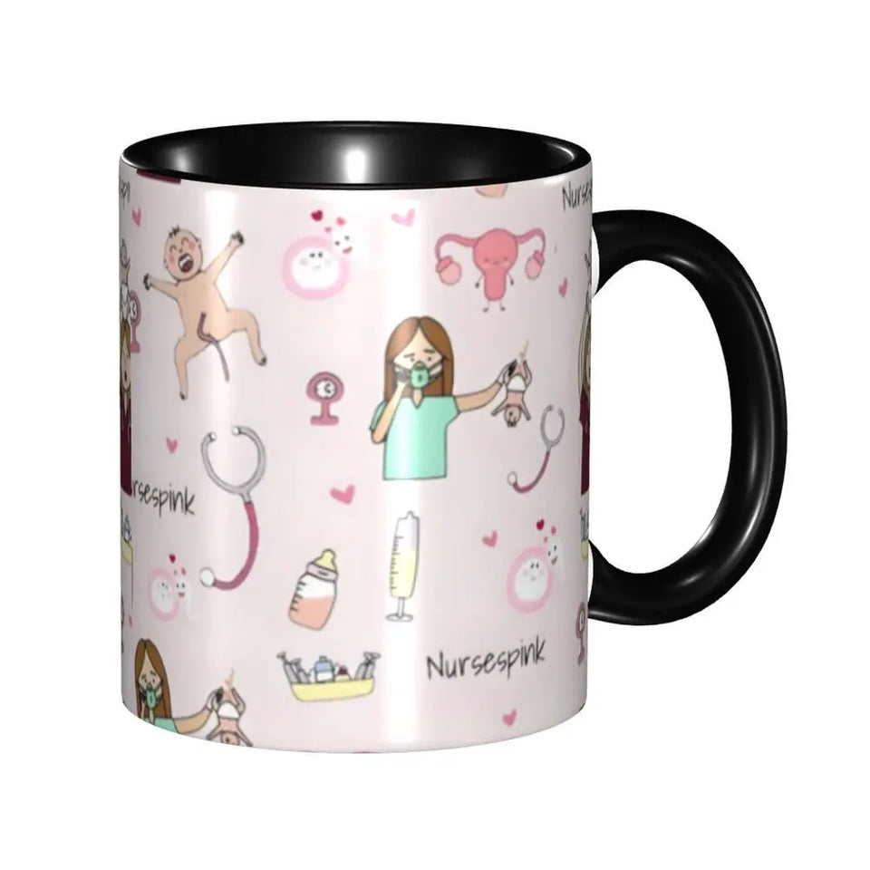 Pink Doctor Nurse Coffee Mugs DIY Customized Enfermera En Apuros Ceramic Milk Tea Mug Cup
