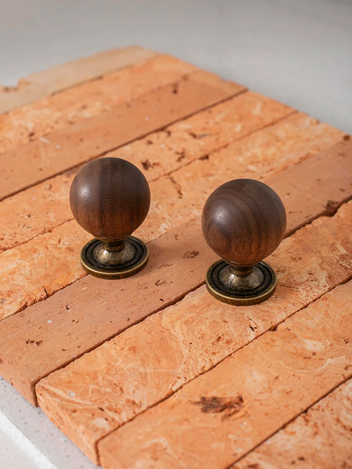 The Furniture Is Made Of Antique Walnut Wood With Solid Brass Small Handles Wardrobe Handles Kitchen Drawers Single-Hole Knobs