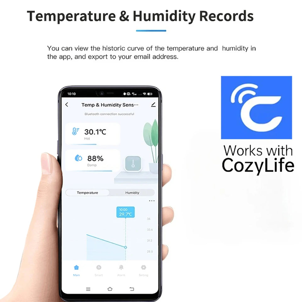 CozyLife Smart Thermometer Temperature Sensor Fridge Sensor Mini LCD Digital Display Bluetooth-Compatible Thermometer Hygrometer