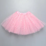 Kids Baby Star Glitter Dance Tutu Skirt For Girl Sequin 3 Layers Tulle Toddler Pettiskirt Children Chiffon 2-8T