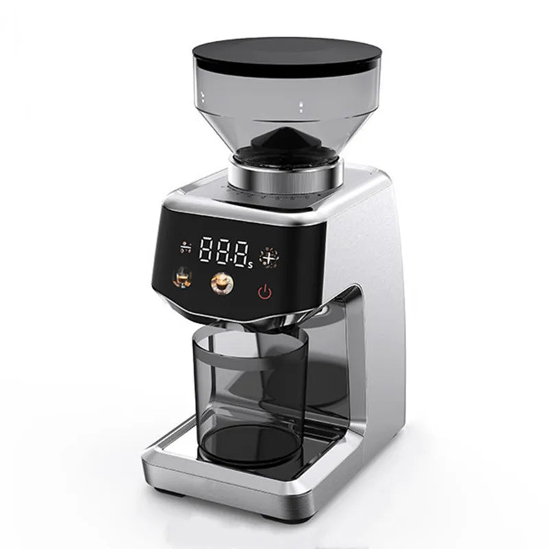 Touchscreen Electric Coffee Grinder - Automatic Commercial & Home Use, Stainless Steel Burr Mill with Dose Control, LCD Display