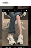 Women's New Chunky Sneakers Women Autumn Breathable Mesh Casual Shoes Sneakers Tennis Female Platform Lace Up Vulcanized Shoes