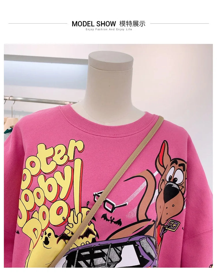 Letter Printing Sweatshirt Women High Street Cartoon Puppy Car Clothes Casual Crew Neck Sweater Bulk Items Wholesale Lots