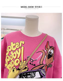 Letter Printing Sweatshirt Women High Street Cartoon Puppy Car Clothes Casual Crew Neck Sweater Bulk Items Wholesale Lots
