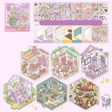 Collection of Miniature Scenes 3D Stereoscopic Hut Miniature Scene Stickers Hand Tent Landscape Stickers Children's Puzzle Toys
