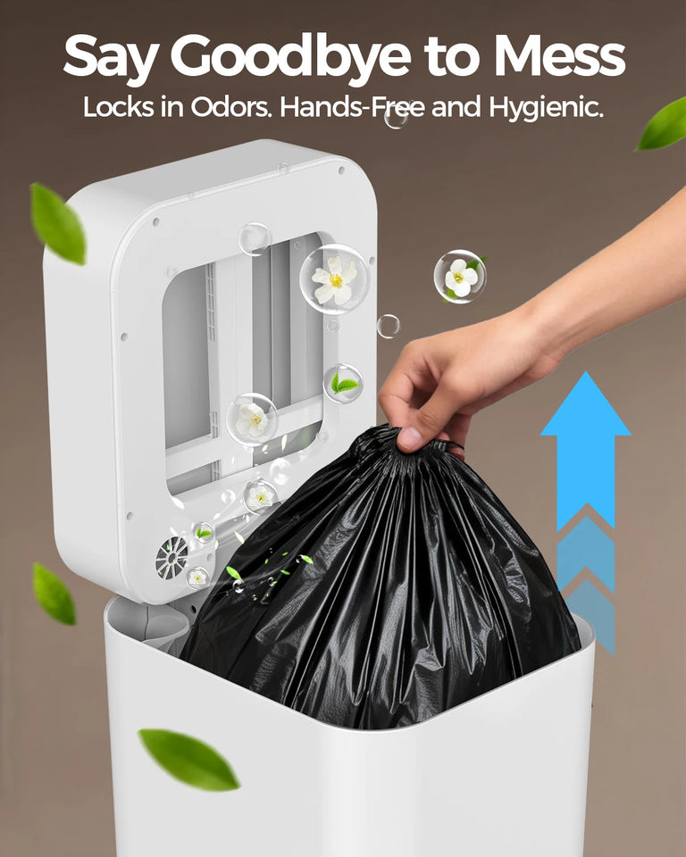 20L Automatic Self Changing Trash Can Self Sealing Self Bagging Motion Sensor Touchless Garbage Can for Kitchen Bathroom Office