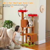 Cactus Cat Tree, 133cm Cat Tower for Indoor Cats, Cute Cat Tree with 2 Padded Perches, 2 Condos & 2 Scratching Posts
