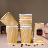 30pack Yellow Ripple Coffee Paper Cups 8oz Disposable Coffee Cups With Lids for Cold/Hot Beverages Travel Office Paper Cups