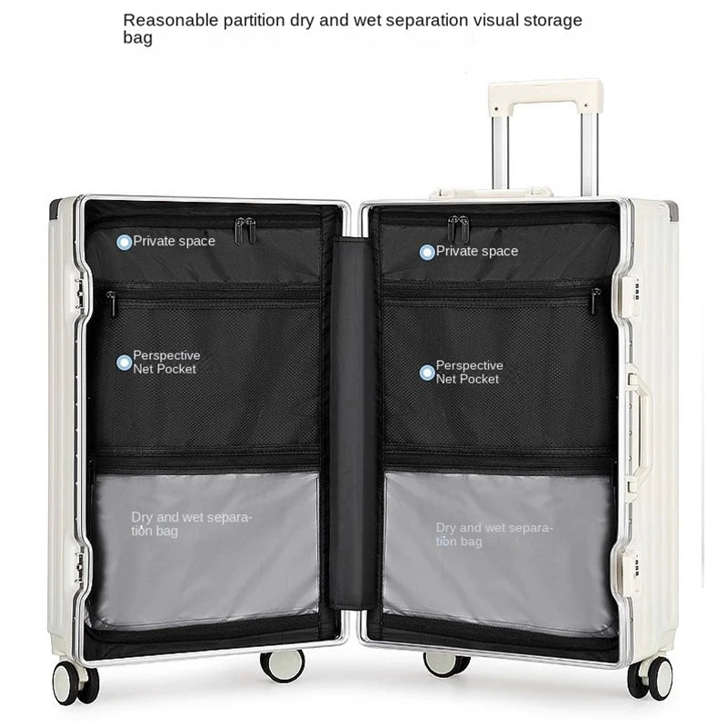 Large Capacity Suitcase 28" 32" Thickened Luggage USB Phone Stand Aluminum Frame Password Trolley Case Travel Wheeled Suitcases