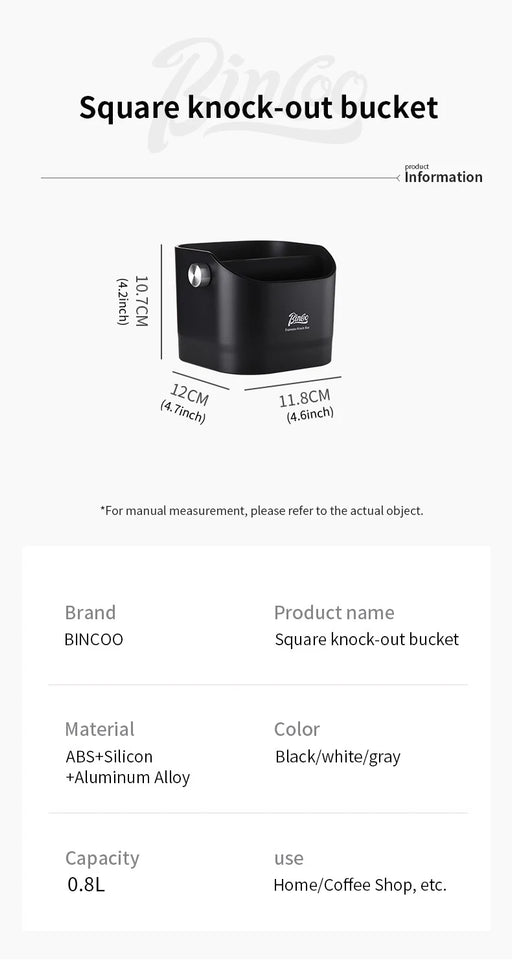 Bincoo 0.8L Coffee Knock Box Espresso Grounds Container Anti Slip Espresso Dump Bin Grind Beveled Barista Goods Cafe Accessories