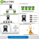 HELIOTEC 24V LED Display Battery Equalizer 2 x 12V Flood AGM Lead Acid Battery Bank Voltage Active Balancer Discharge Regulator