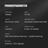 TANKE MTB Pedals Lightweight Aluminum Alloy Non-slip Bicycle Pedal (10 Non-Slip Pins/Side)with Grease&Bearing Bike pedal TP-50