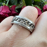 Dropshipping 8mm New Arrivals Men Women Stainless Steel Rotate Chain Ring Stepped Grooved Brushed Festival Fashion Gift Jewelry