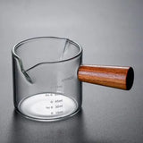 Wooden Handle Coffee Milk Cup 50-100ml Creative Italian Glass Coffee Measuring Cup