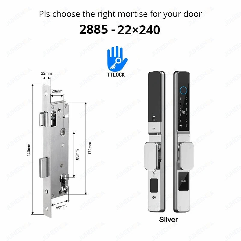 TTLock APP Waterproof Fingerprint Password Smart Lock For Outdoor Pull Push Sliding Aluminum Door 2885/ 3585/ 4585 /6085 Mortise