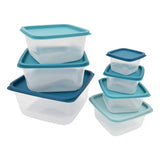 14 Piece Nestable Food Storage Containers Dishwasher Safe Clear Plastic Kitchen Organizer Ideal Home and Outdoor Use